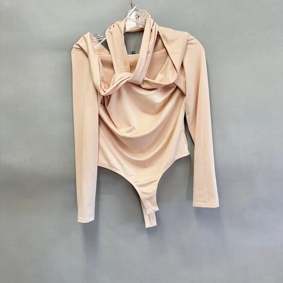Dream Bandits jersey Bodysuit in light peach off the shoulder halter Size Medium - Picture 13 of 14